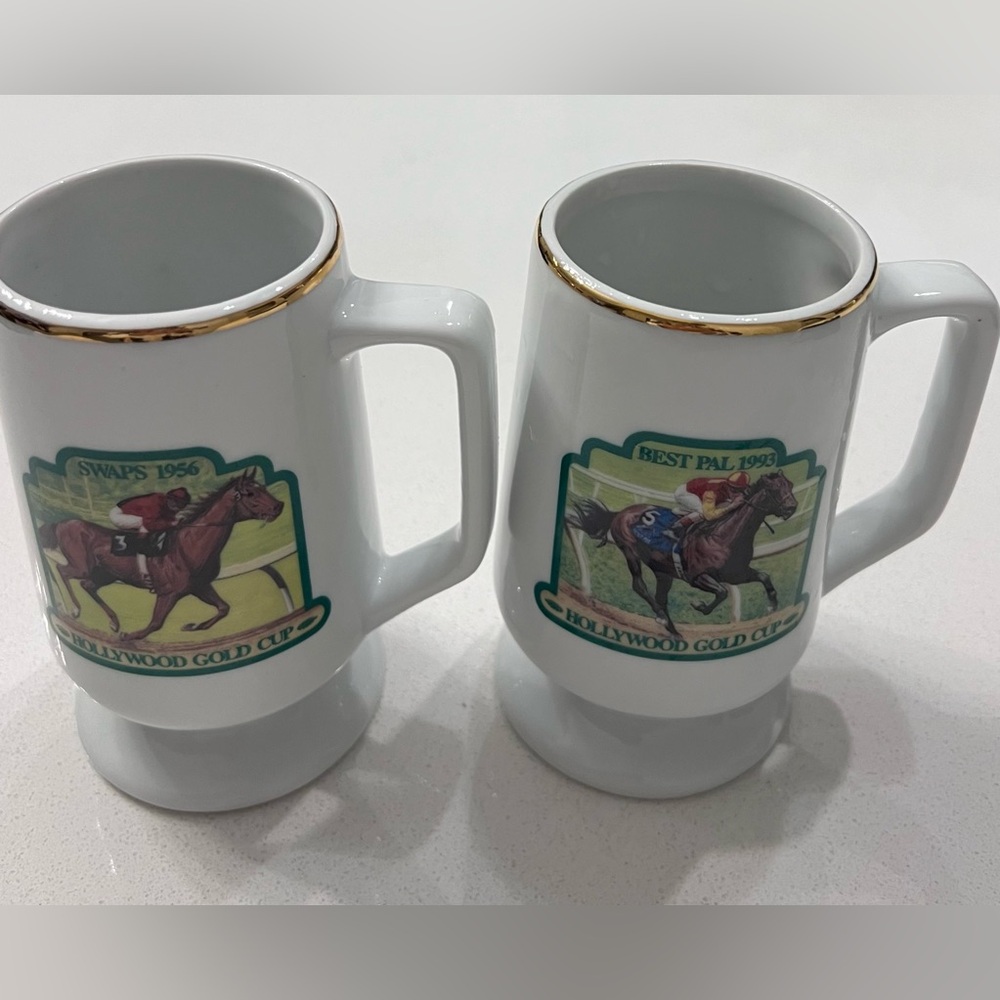 Hollywood Park‎ 1994 Gold Cup Best Pal & Swaps Mug Set Horse Racing Set Of 2